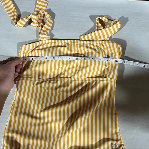 ALBION ~ The Cabana One Piece Swimsuit Yellow and White Striped Shoulder Ties - Picture 12 of 13